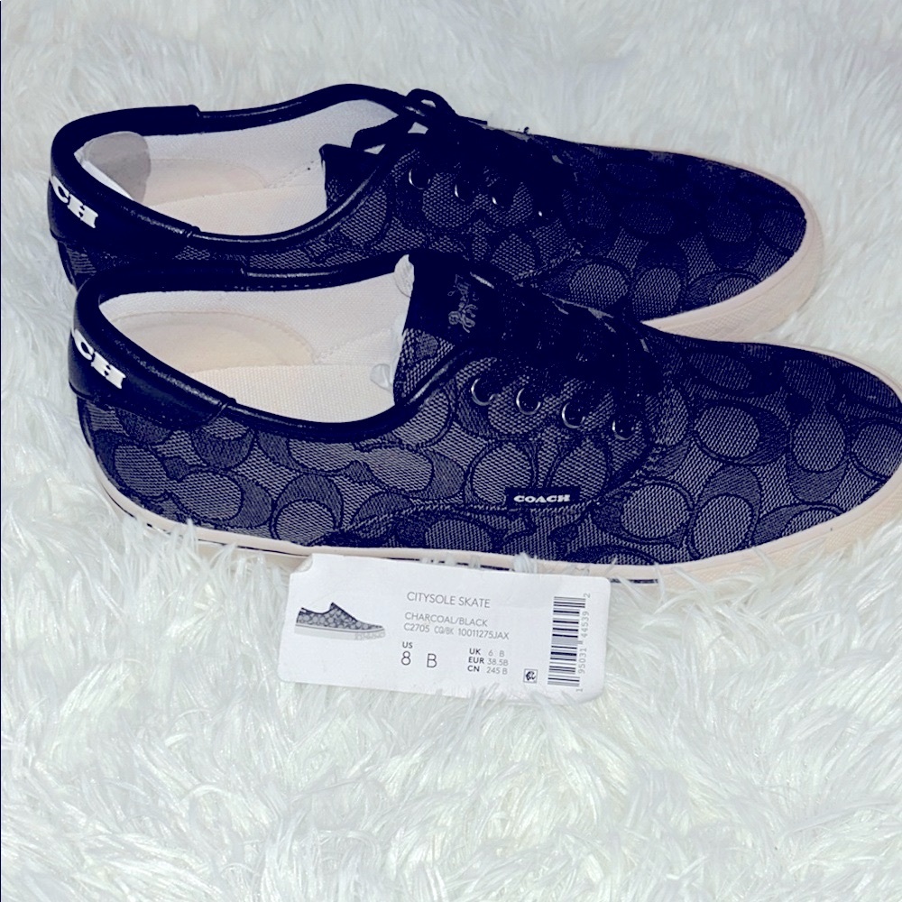 Coach Black and Tan Monogram Sneakers - Picture 4 of 13